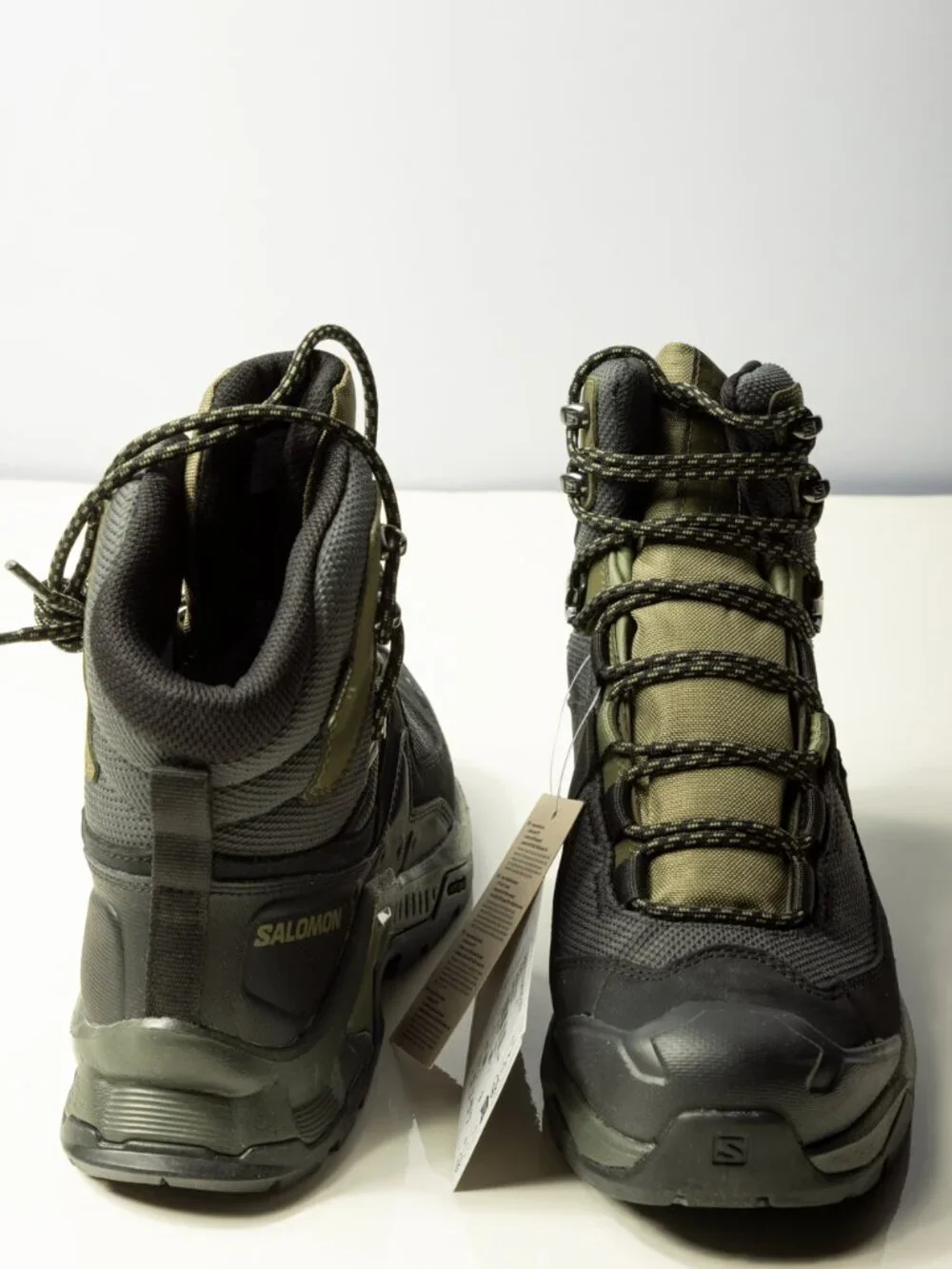 Salomon NWT Quest Element GTX Waterproof Hiking Boots Black Olive Men's US 7.5
